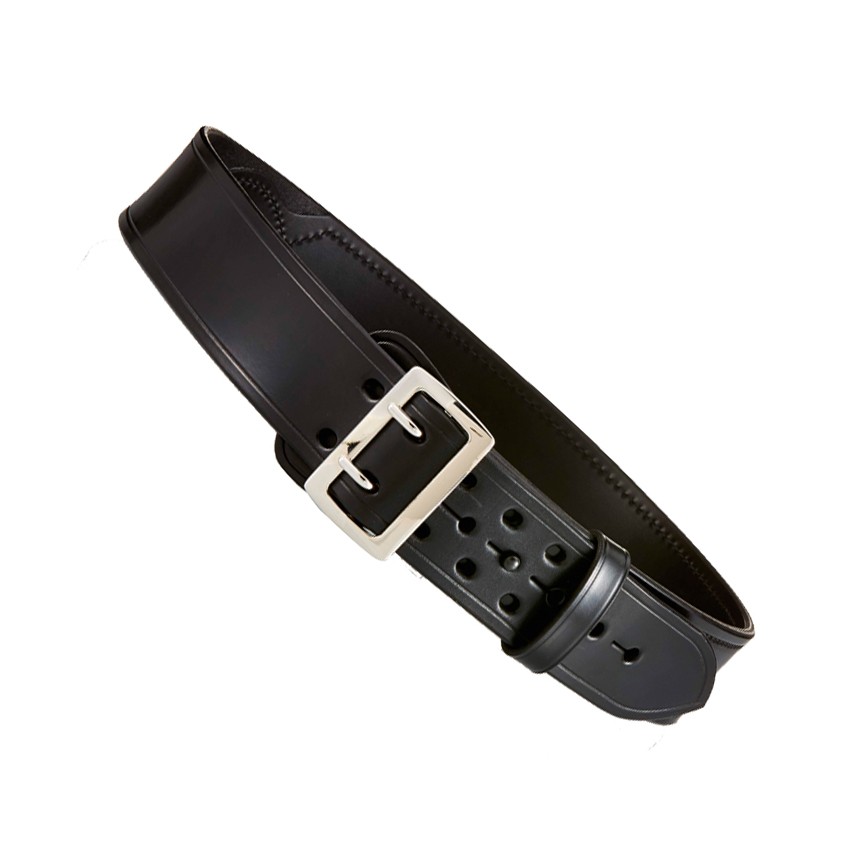 Sam Browne Duty Belt, Half-Lined: Black, Plain, Brass, Size: 32