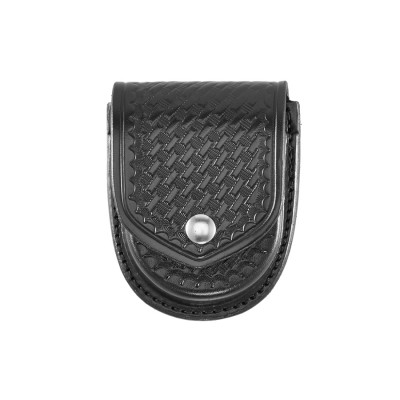 Aker Leather A508-BW-B 508 Black Basketweave Handcuff Case w//Brass Snap