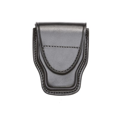 Aker Leather A508-BP Single Handcuff Case Black Plain Nickel Snaps 