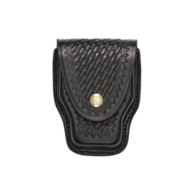 Aker Leather A508-BW-B 508 Black Basketweave Handcuff Case w//Brass Snap